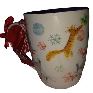 Festive Cat and Snowflake Mug